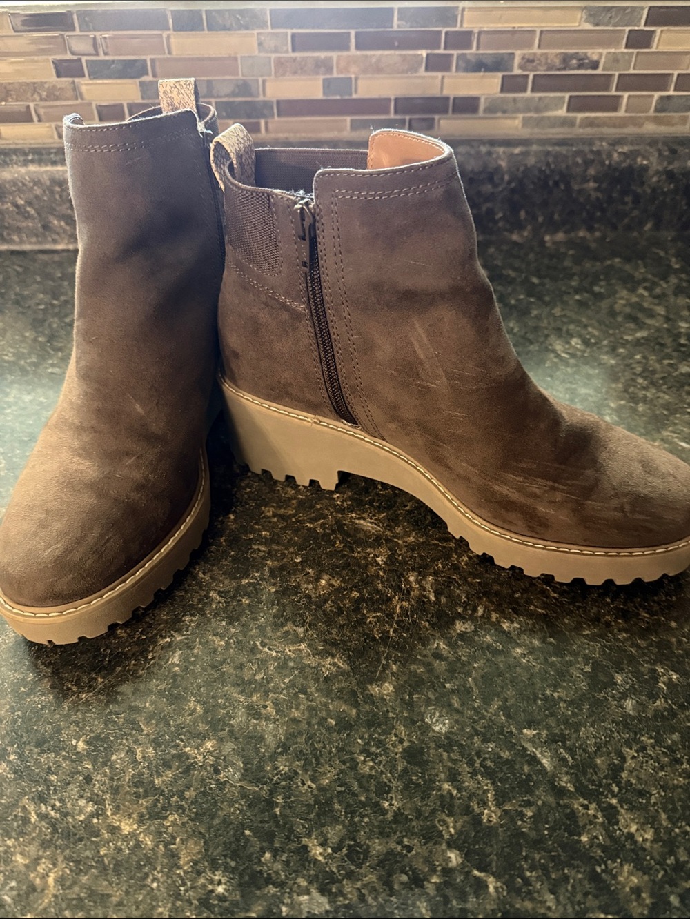 Universal Thread Dark Brown Suede Lug Sole Ankle Booties